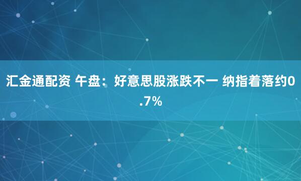 汇金通配资 午盘：好意思股涨跌不一 纳指着落约0.7%