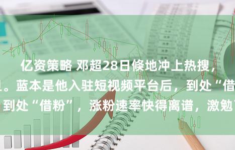 亿资策略 邓超28日倏地冲上热搜，还被网友狠狠月旦。蓝本是他入驻短视频平台后，到处“借粉”，涨粉速率快得离谱，激勉了不小争议